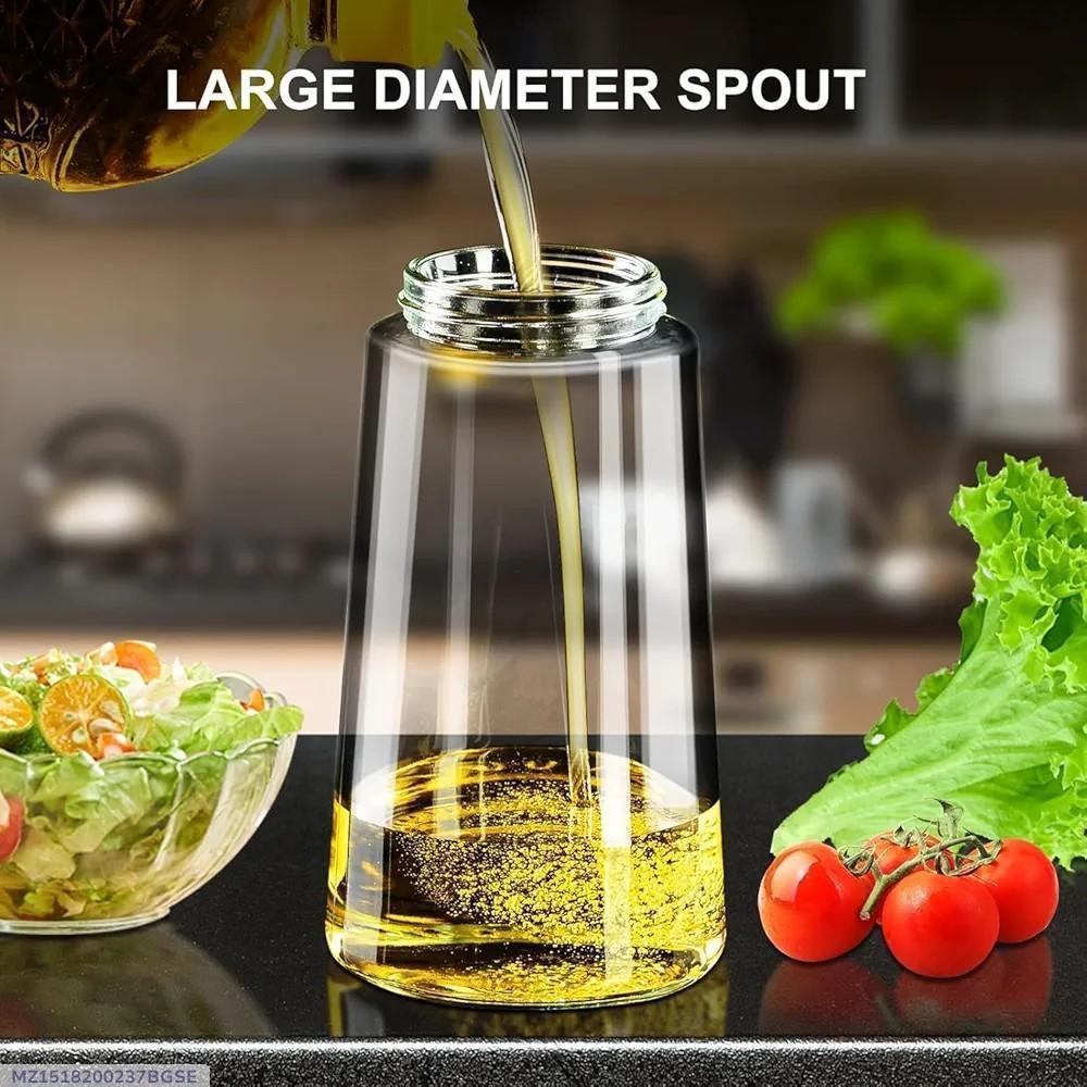 Transparent Glass Oil Bottle with Large Spout for Pakistani Kitchens