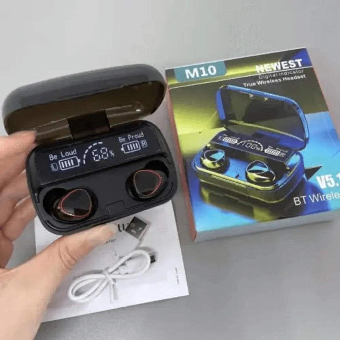 Black Long-Lasting Battery With Fast Charge 10 Earbuds