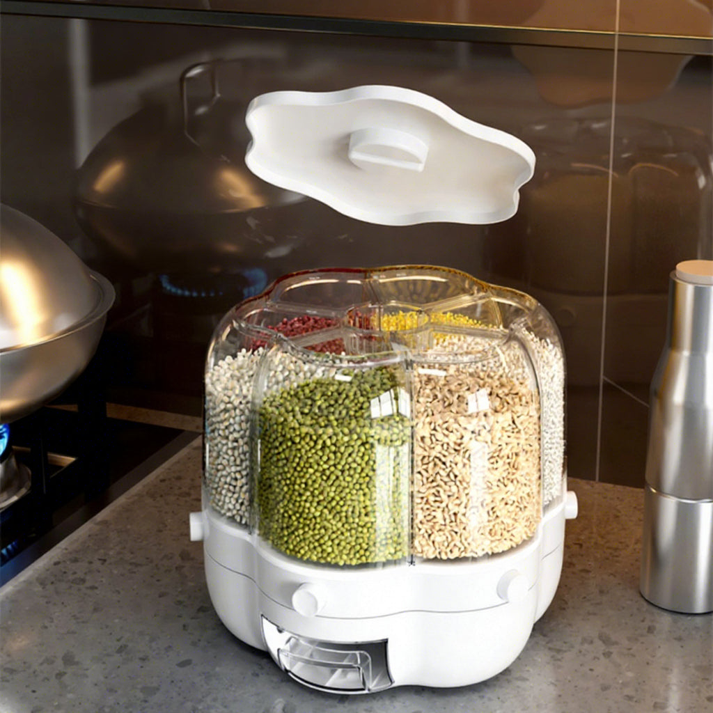 Rotating Rice Dispenser – 360° Grain Storage Organizer