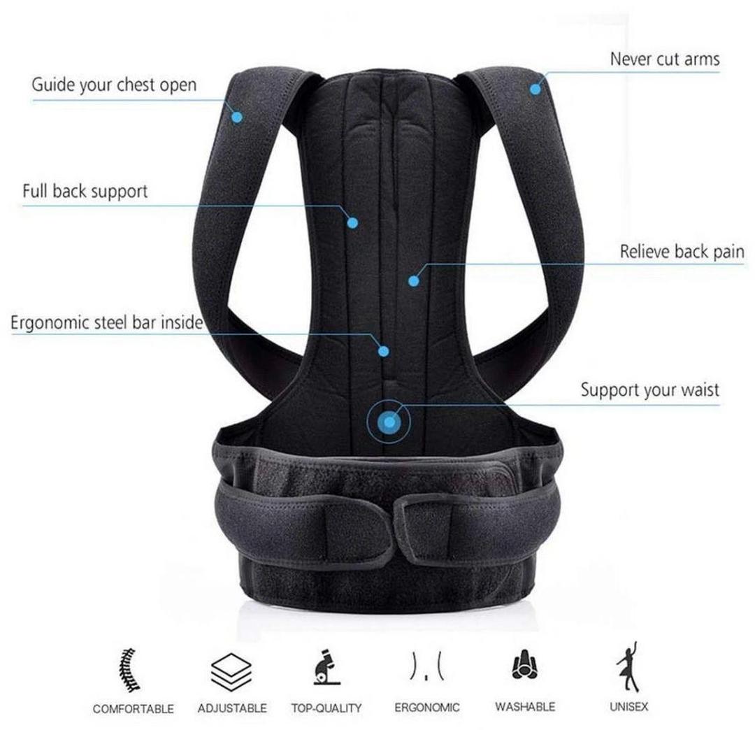 Black Mesh Posture Corrector Belt for Men Women