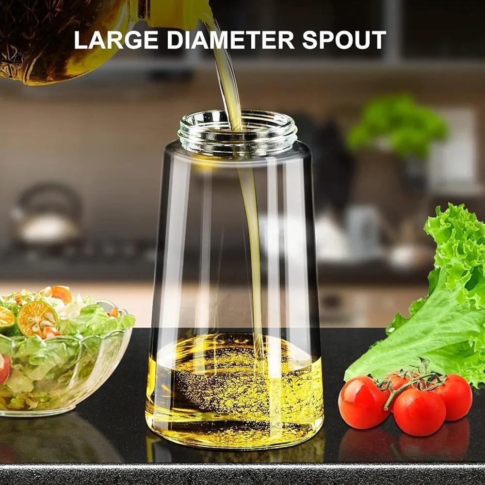 Transparent Glass Oil Bottle with Large Spout for Pakistani Kitchens