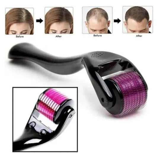 Anti-Hair Fall Derma Roller Black Pink Fiber