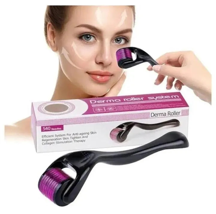 Anti-Hair Fall Derma Roller Black Pink Fiber