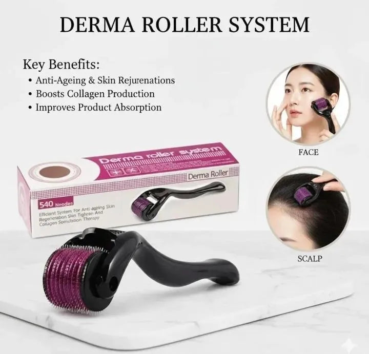Anti-Hair Fall Derma Roller Black Pink Fiber