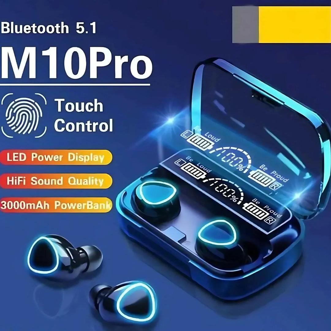 Black Long-Lasting Battery With Fast Charge 10 Earbuds