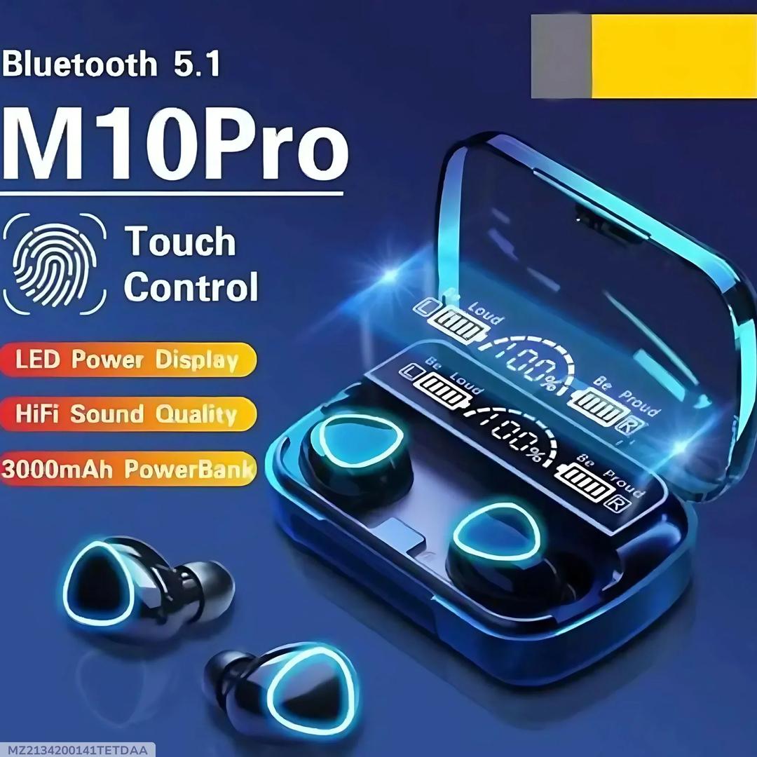 Black Long-Lasting Battery With Fast Charge 10 Earbuds