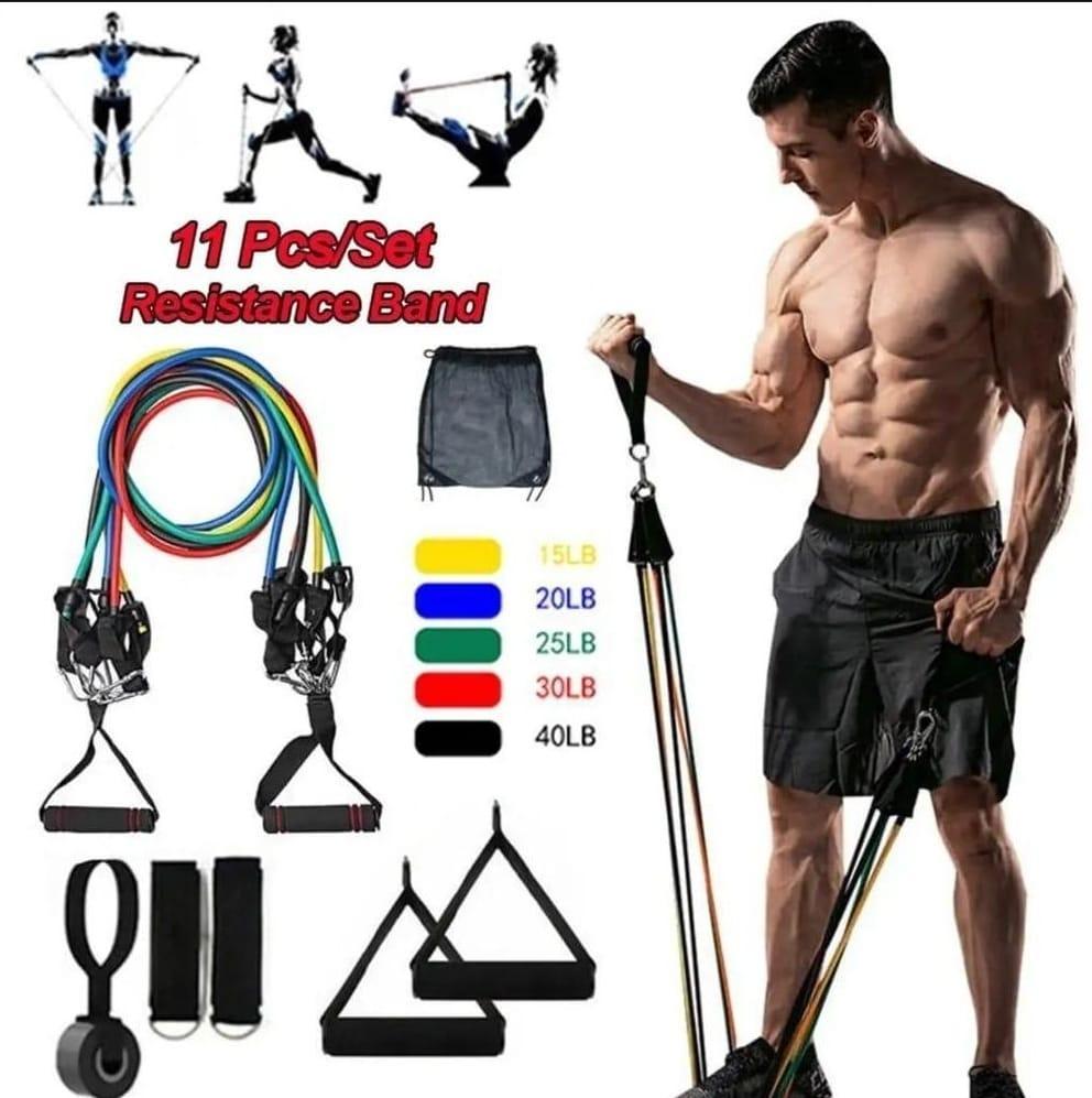Adjustable Resistance Bands for Home Gym - 11 Pcs Set