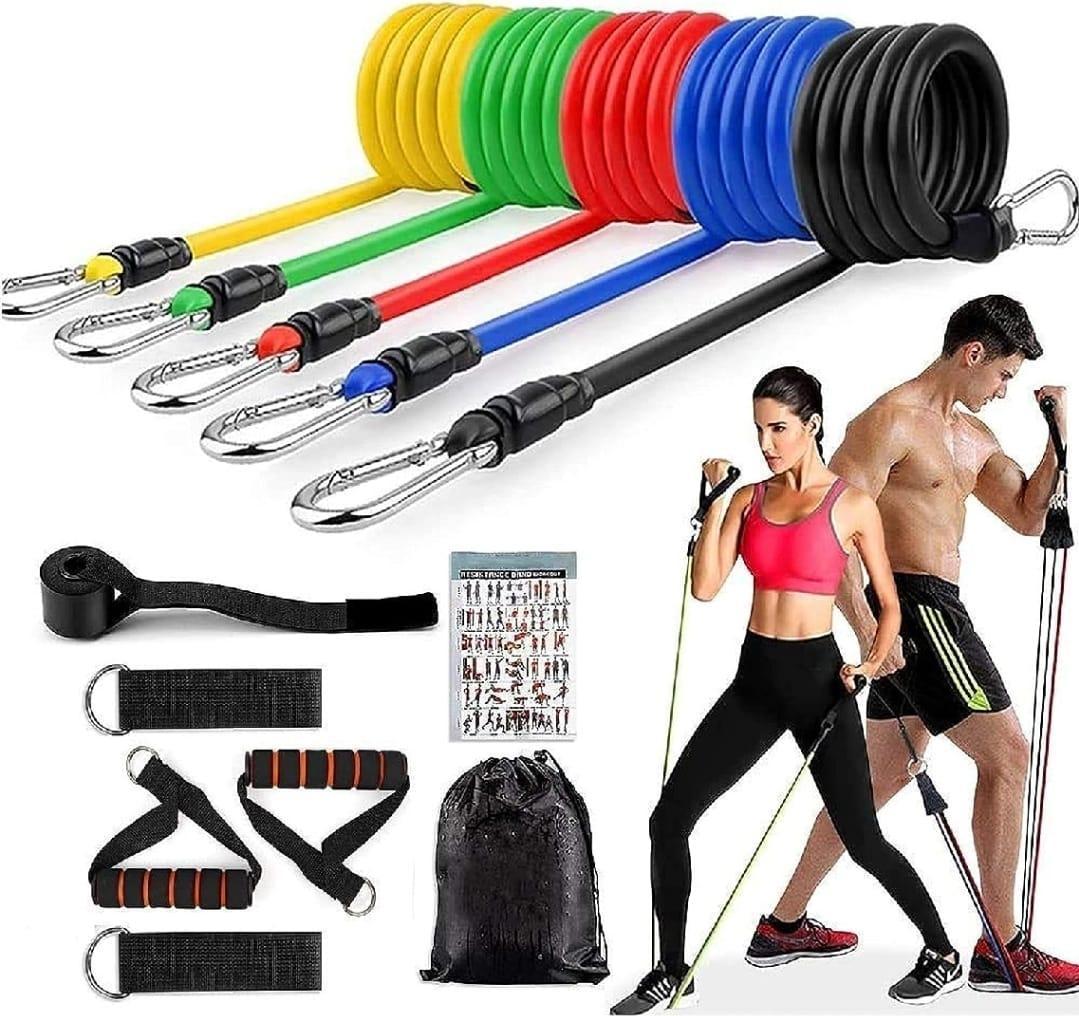 Adjustable Resistance Bands for Home Gym - 11 Pcs Set