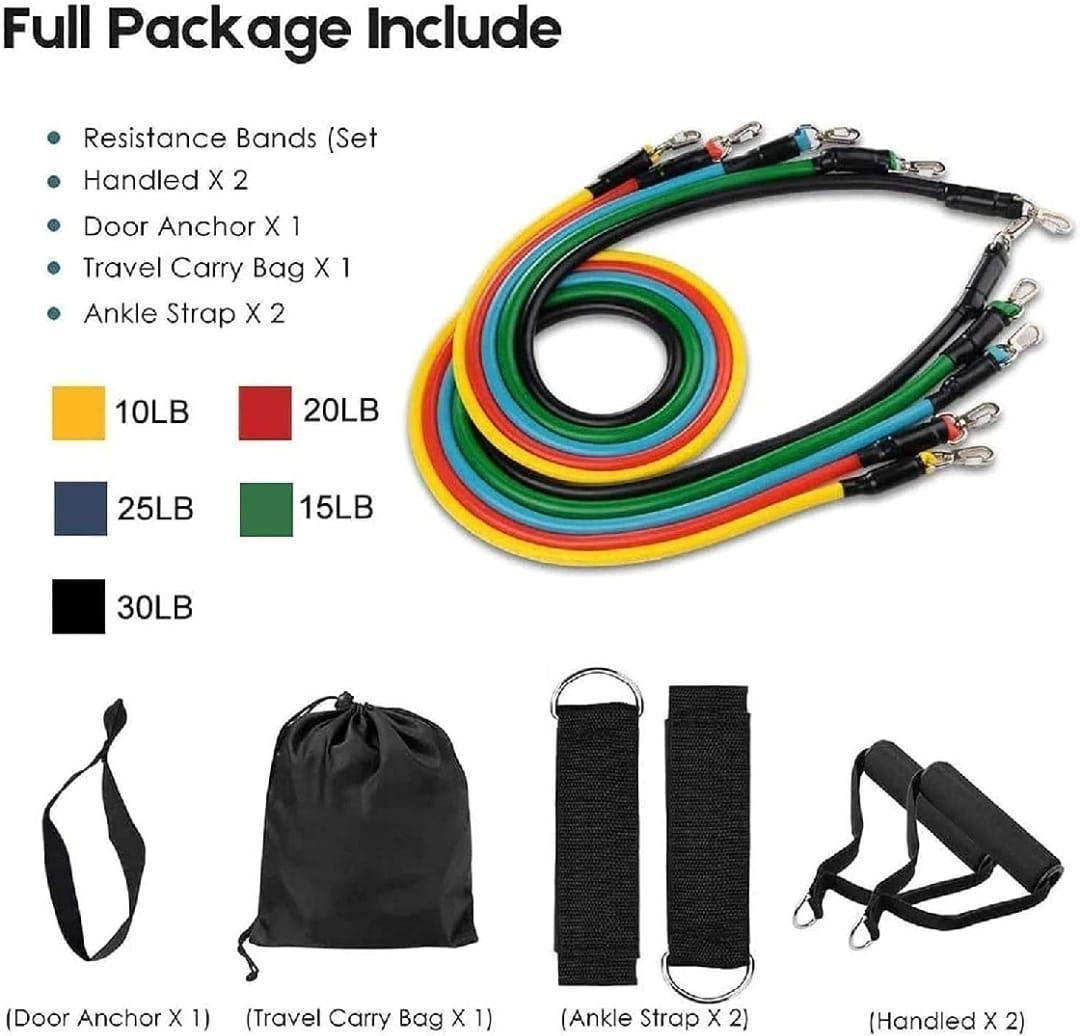 Adjustable Resistance Bands for Home Gym - 11 Pcs Set