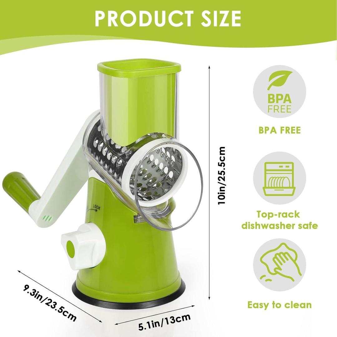 Green Vegetable Cutter with 3 Blades for Kitchen Use