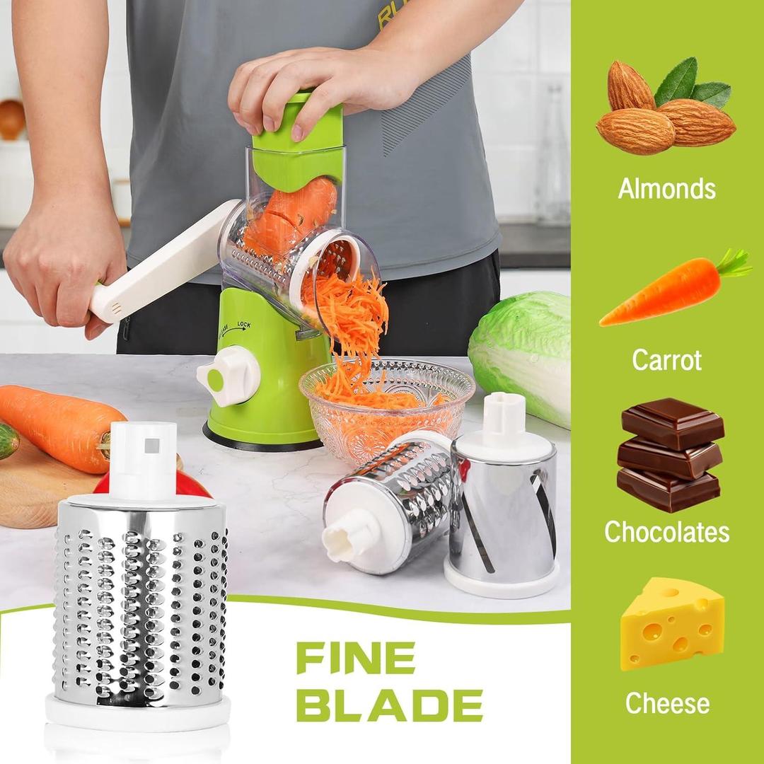 Green Vegetable Cutter with 3 Blades for Kitchen Use