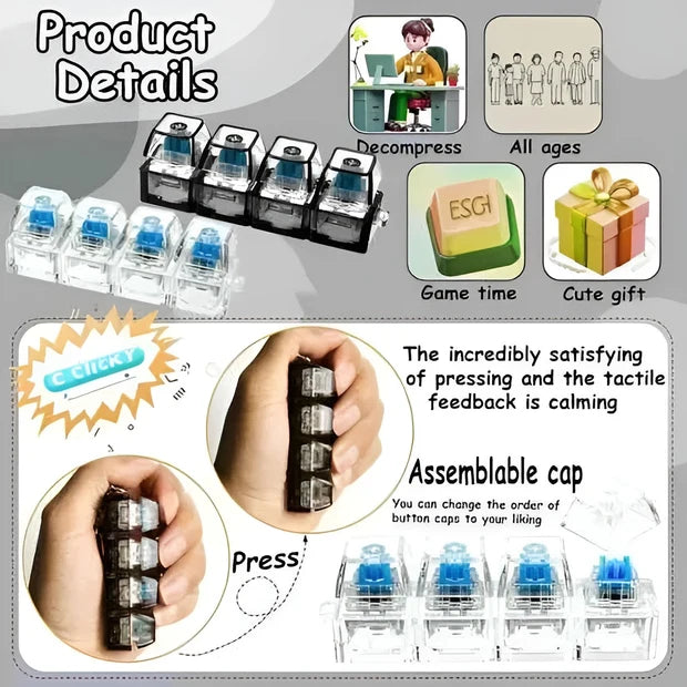4-Key Mechanical Keyboard Clicker Keychain